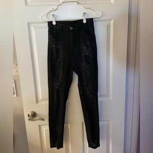 SHEIN: small, black/dark grey, high-waisted, ripped/distressed skinny jeans